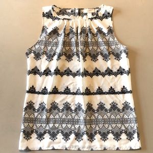 LOFT black & white sleeveless blouse shirt Small